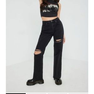 Garage denim, straight leg distressed, high rise size 5